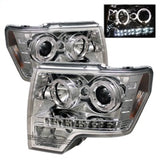 09-14 Ford F150 Spyder 5010247 Projector Headlights Halogen Model - LED Halo Chrome