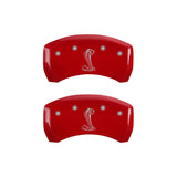 15-20 Ford Mustang MGP 10200SSNKRD 4 Caliper Covers Engraved Front & Rear Tiffany Snake Red Finish Silver Character