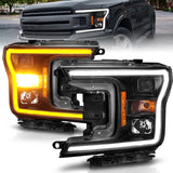 18-20 Ford F-150 ANZO 111509 Projector Headlight w/ Plank Style Switchback Black Housing