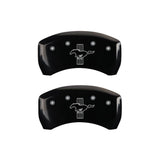 15-20 Ford Mustang MGP 10201SMB2BK 4 Caliper Covers Engraved Front 2015/Mustang Engraved Rear 2015/Bar & Pony Black Finish Slvr Character