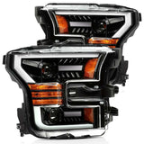 15-17 Ford F-150 AlphaRex 880158 PRO-Series Projector Headlights Plank Style - Gloss Black