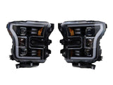 15-17 Ford F-150 Raxiom T542837 G3 Projector Headlights w/ LED Accent - Blk Housing (Clear Lens)