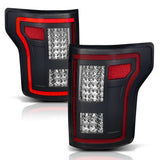 15-17 Ford F-150 ANZO 311293 Full LED Tail Lights - Black Clear Lens w/ Sequential Signal (Red Light Bar)