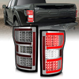 18-20 Ford F-150 ANZO 321340 Full LED Tail Lights - Chrome (Red Light Bar)