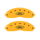 10-14 Ford Mustang MGP 10198SFRDYL 4 Caliper Covers Engraved Front & Rear Oval logo/Ford Yellow Finish Black Character