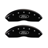 10-14 Ford Mustang MGP 10198SFRDBK 4 Caliper Covers Engraved Front & Rear Oval logo/Ford Black Finish Silver Characters