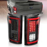 15-17 Ford F-150 ANZO 311293 Full LED Tail Lights - Black Clear Lens w/ Sequential Signal (Red Light Bar)