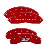 15-17 Ford Mustang MGP 10202SM32RD 4 Caliper Covers Engraved Front 2015/Mustang Engraved Rear 2015/3.7 Red Finish Silver Character