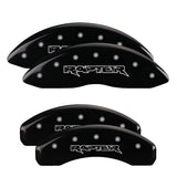 12-20 Ford F-150 MGP 10219SRPTBK 4 Caliper Covers Engraved Front & Rear Raptor Black Finish Silver Character