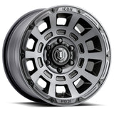 21-23 Ford Bronco ICON 2817858347SSBT Thrust 17x8.5 6x5.5 0mm Offset 4.75in BS 106.1mm Bore Smoked Satin Black Wheel