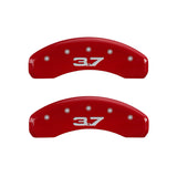 15-17 Ford Mustang MGP 10204SM32RD 4 Caliper Covers Engraved Front 2015/Mustang Engraved Rear 2015/3.7 Red Finish Silver Character