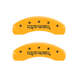 12-20 Ford F-150 MGP 10219SRPTYL 4 Caliper Covers Engraved Front & Rear Raptor Yellow Finish Black Character