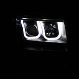 09-14 Ford F150 ANZO 111263 Projector Headlights Clear Lens w/ Black Housing and U-Bar Halo